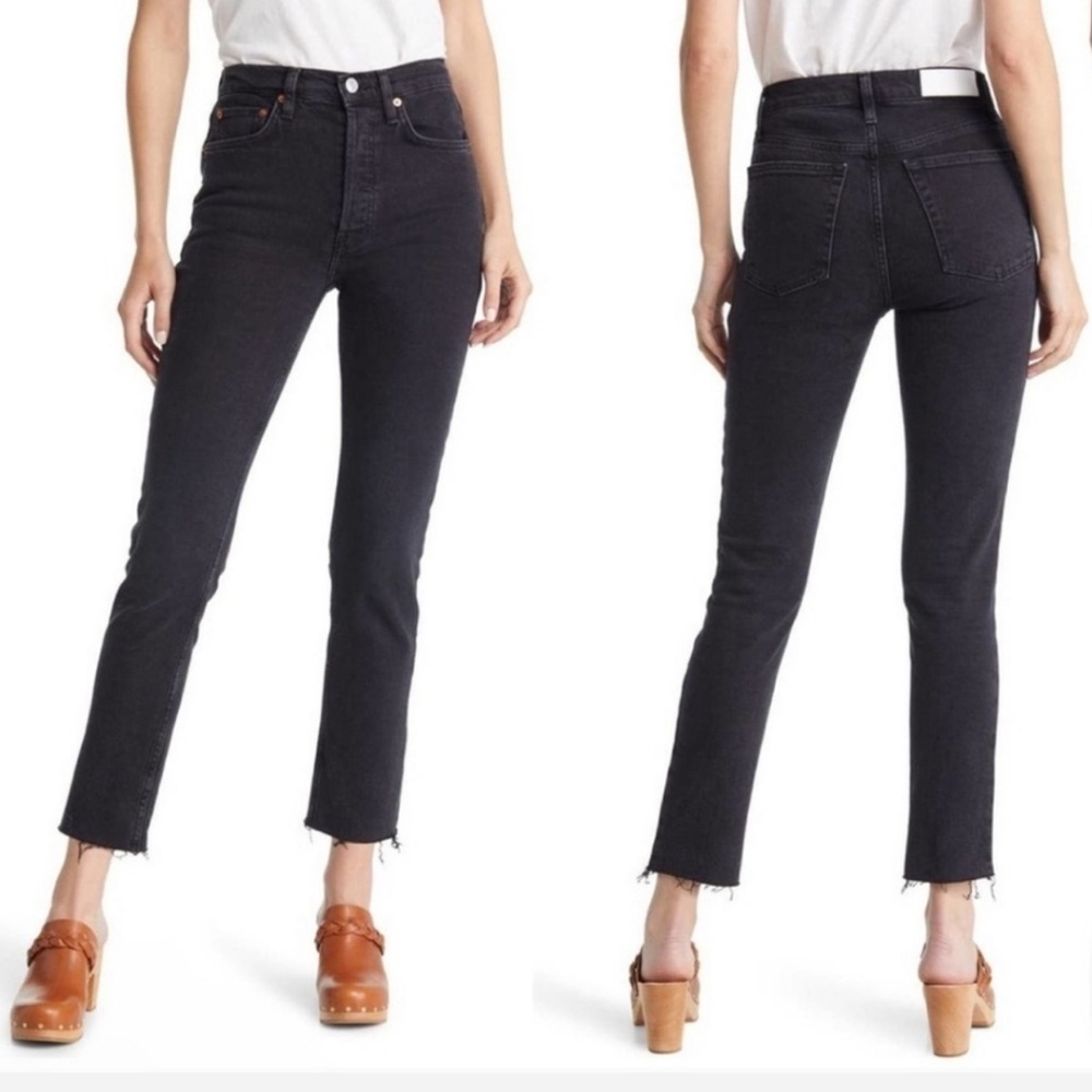 RE/DONE 90s High Rise Ankle Crop Jeans in Faded Stone Size 29 NWT